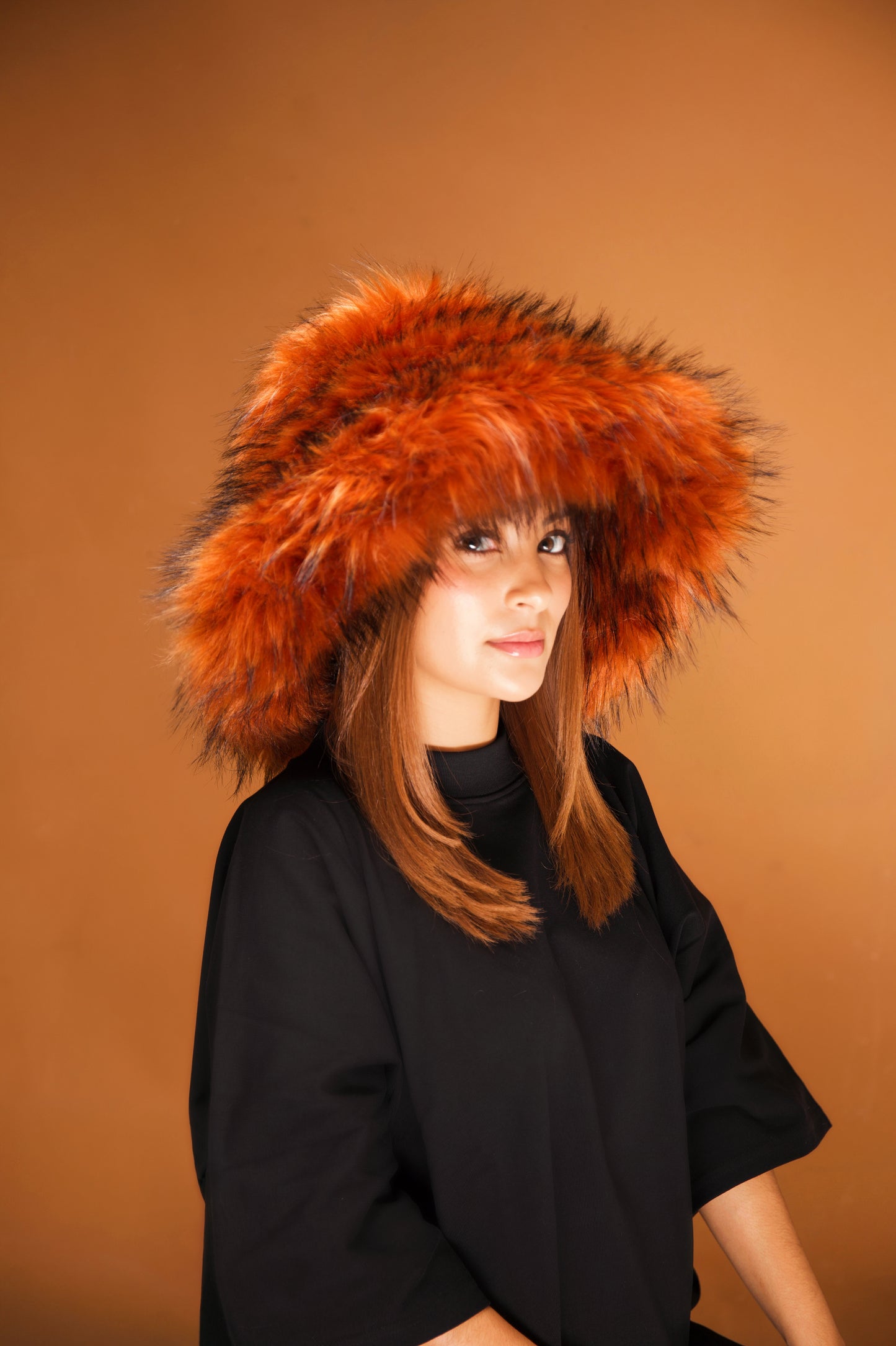 GLORY FUR BUCKET HAT - ORANGE