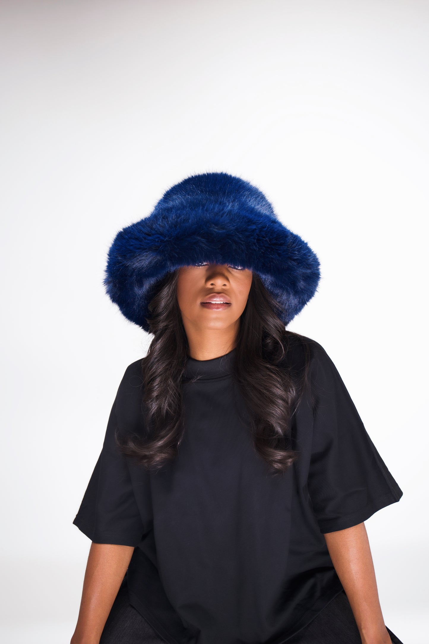 GLORY FUR BUCKET HAT - NAVY