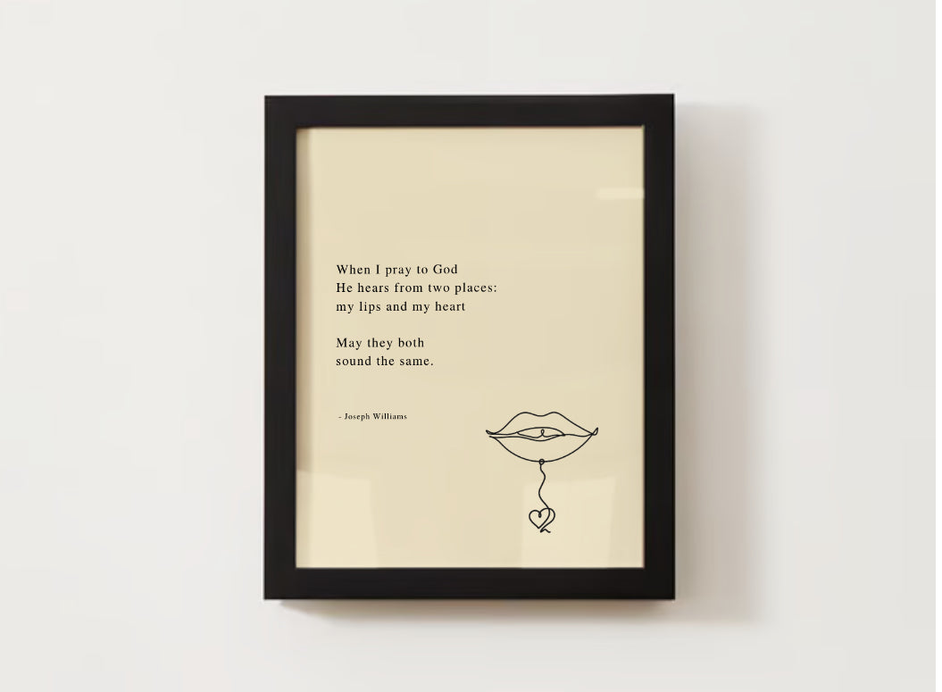 'Heart/Lips' | Poetry Wall Art | Glass Framed 11" X 14"