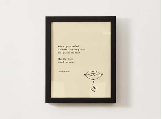 'Heart/Lips' | Poetry Wall Art | Glass Framed 11" X 14"